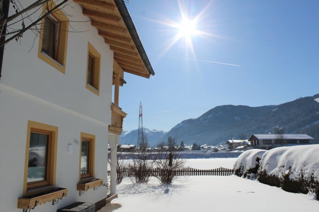 Blick auf Berge und Sonne im Gästehaus Ursula in Flachau